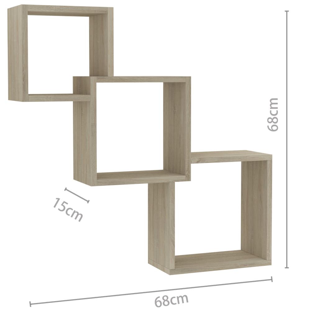 vidaXL Ράφια Κύβοι Τοίχου Χρώμα Sonoma Δρυς 68x15x68 εκ. Επεξ. Ξύλο