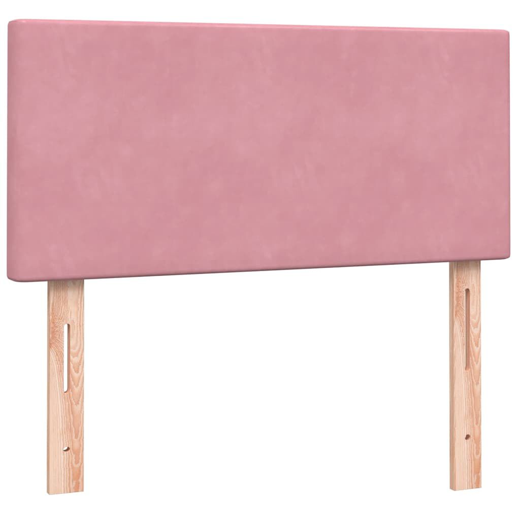 vidaXL Box Spring κρεβάτι με στρώμα ροζ 100x220 cm Βελούδινο
