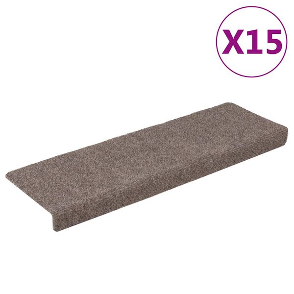 vidaXL Πατάκια Σκάλας 15 τεμ. Κρεμ 65x21x4 εκ. Βελονιασμένο Ύφασμα