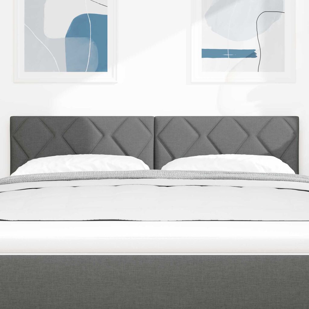 vidaXL LED Κεφαλάρι Σχεδίου Διαμαντιών Σκούρο Γκρι 144 cm Ύφασμα