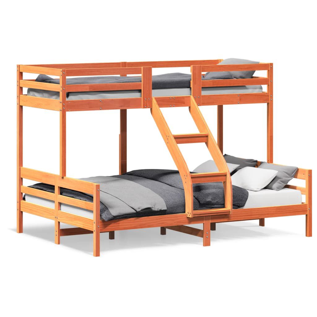 vidaXL Κουκέτα 90x200/140x200 εκ. Καφέ Κεριού από Μασίφ Ξύλο Πεύκου