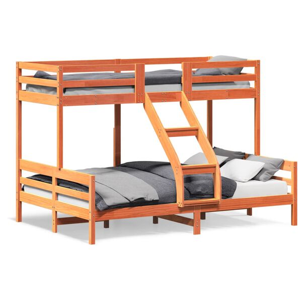 vidaXL Κουκέτα 90x200/140x200 εκ. Καφέ Κεριού από Μασίφ Ξύλο Πεύκου
