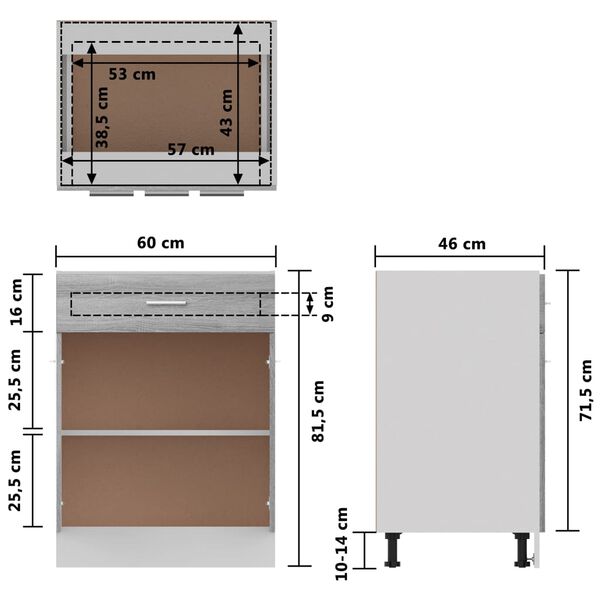 vidaXL Έπιπλο Με Συρτάρι Lyon Γκρι Sonoma 60x46x81,5 εκ. Επεξεργ. Ξύλο