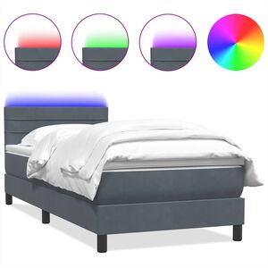 vidaXL &Kappa;&rho;&epsilon;&beta;ά&tau;&iota; Boxspring &mu;&epsilon; &Sigma;&tau;&rho;ώ&mu;&alpha; & LED &Sigma;&kappa;&omicron;ύ&rho;&omicron; &Gamma;&kappa;&rho;&iota; 90x220 &epsilon;&kappa;. &Beta;&epsilon;&lambda;&omicron;ύ&delta;&iota;&nu;&omicron;