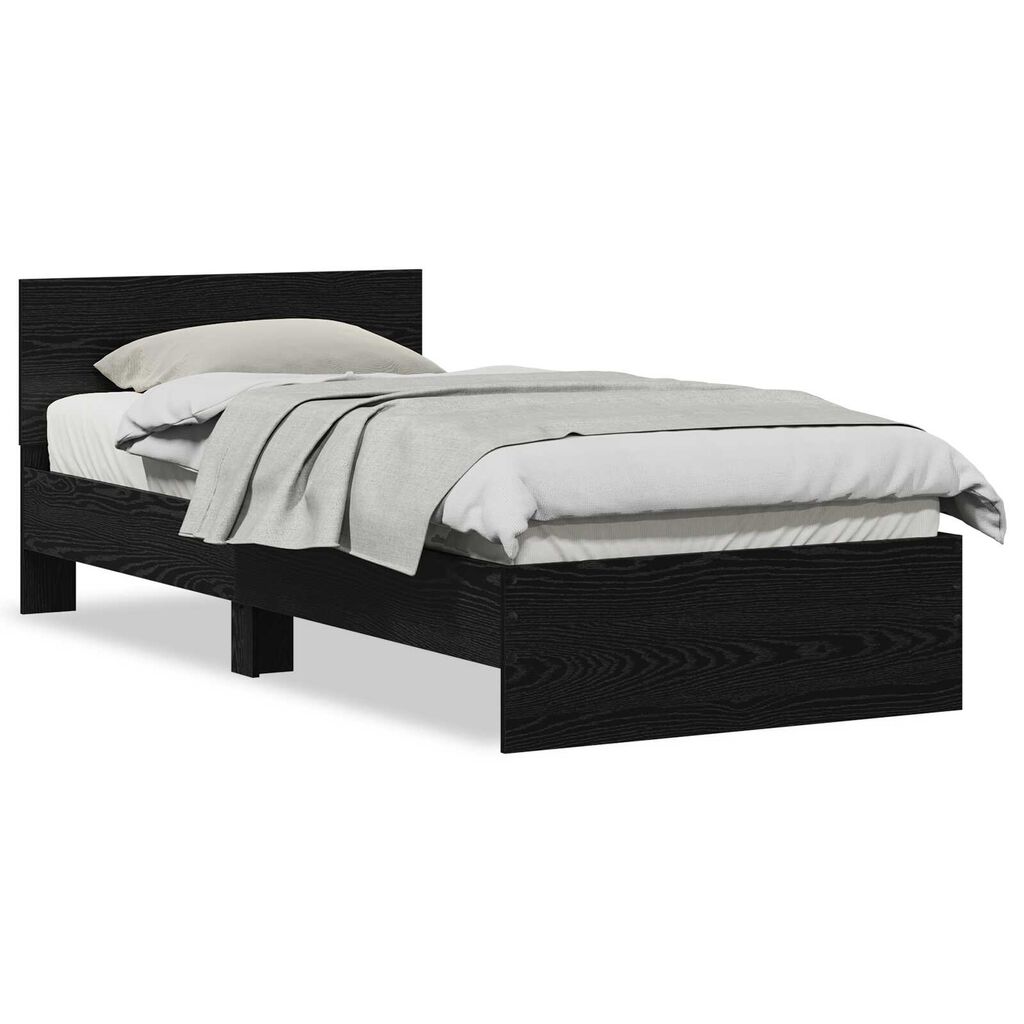 vidaXL Κρεβάτι με Υποκείμενο Μαύρη Δρυς 90x200 cm Επεξεργασμένο Ξύλο