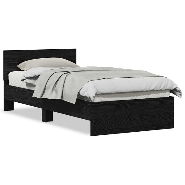 vidaXL Κρεβάτι με Υποκείμενο Μαύρη Δρυς 90x200 cm Επεξεργασμένο Ξύλο