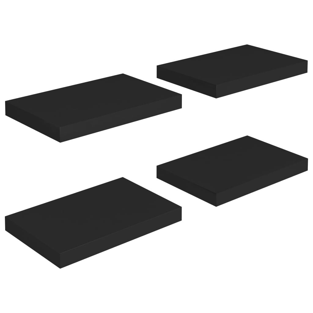 vidaXL Ράφια Τοίχου 4 τεμ. Μαύρα 40x23x3,8 εκ. MDF