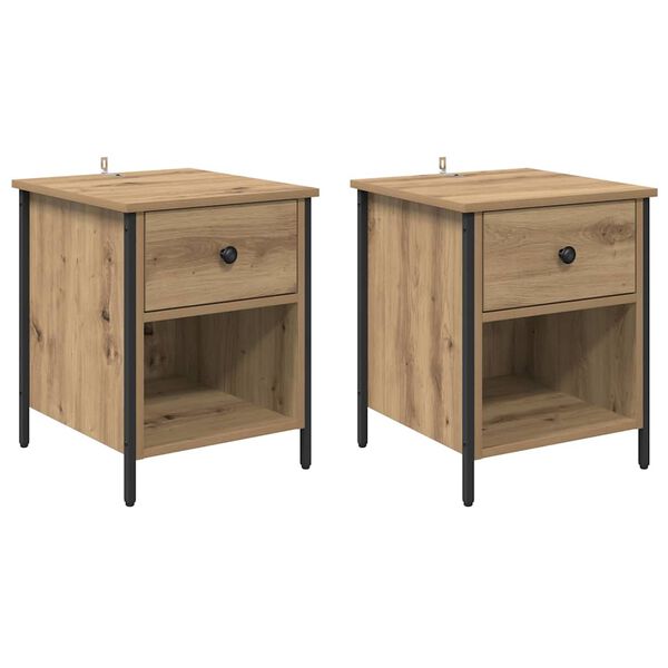 vidaXL &Kappa;&omicron;&mu;&omicron;&delta;ί&nu;&omicron; 2 pcs Artisan Oak 40 x 42 x 50 cm &Epsilon;&pi;&epsilon;&xi;&epsilon;&rho;&gamma;&alpha;&sigma;&mu;έ&nu;&omicron; &xi;ύ&lambda;&omicron;
