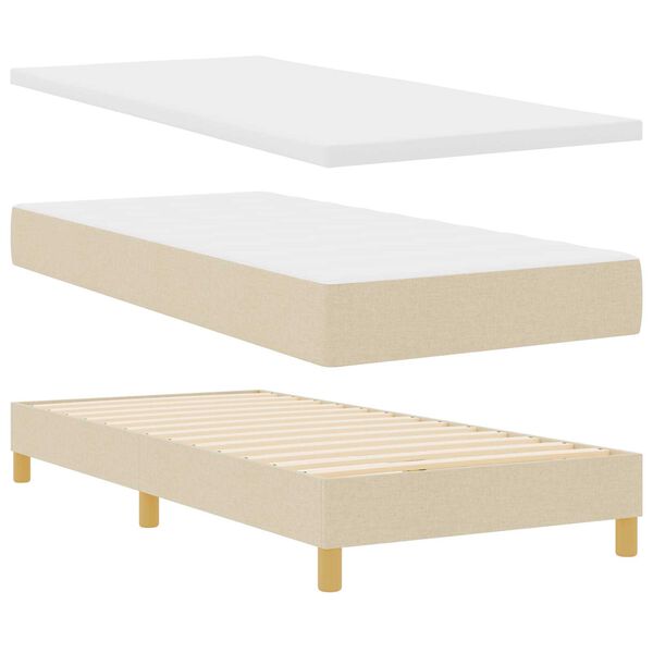vidaXL Κρεβάτι με ελατήρια με στρώμα Κρεμ 100 x 200 cm ύφασμα