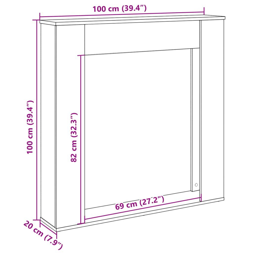 vidaXL Πλαίσιο Τζακιού Καπνιστή Δρυς 100x20x100 εκ. από Επεξ. Ξύλο