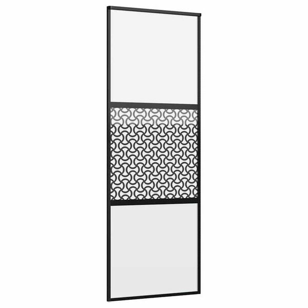 vidaXL Συρόμενη Πόρτα Μαύρο 76 x 205 cm Tempered γυαλί, Αλουμίνιο