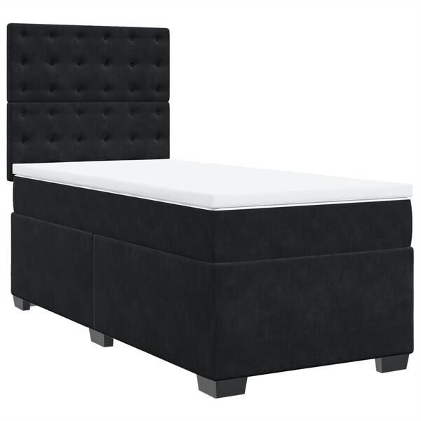 vidaXL Κρεβάτι Boxspring με Στρώμα Μαύρο 100x200 εκ. Βελούδινο