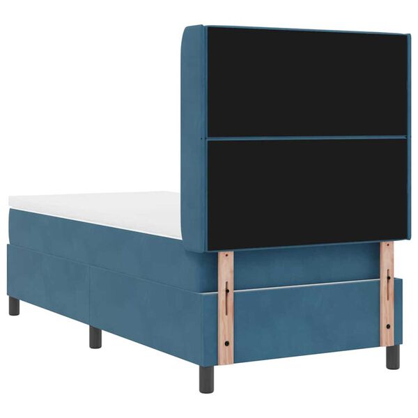 vidaXL Κρεβάτι Box Spring LED με Στρώμα Μπλε 100 x 200 cm Βελούδο