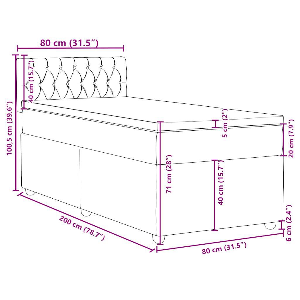 vidaXL Κρεβάτι Boxspring με Στρώμα Κρεμ 80 x 200 εκ. Υφασμάτινο