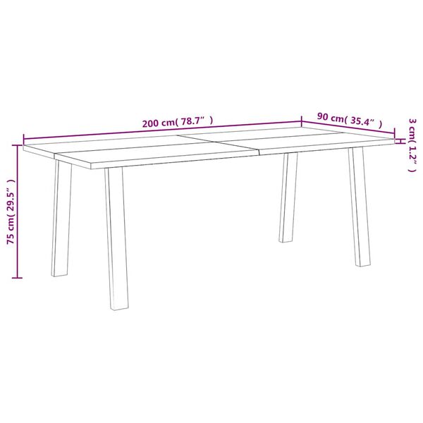 vidaXL Τραπεζαρία 200 x 90 x 75 εκ. από Μασίφ Ξύλο Ακακίας