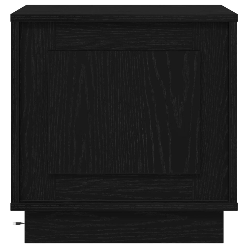 vidaXL Κομοδίνο με LED Φώτα Μαύρη Δρυς 44x34,5x45 εκ.
