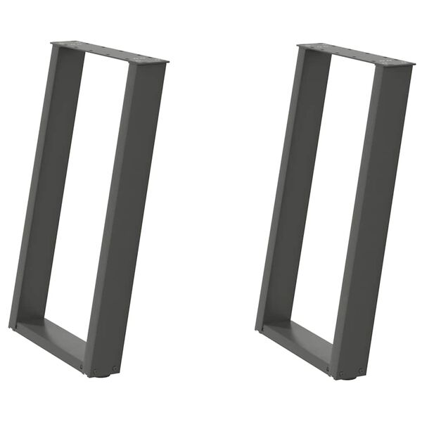 vidaXL Πόδια Τραπεζαρίας σε Σχήμα U 2 τεμ. Ανθρακί 60x(72-73) εκ. Ατσάλι