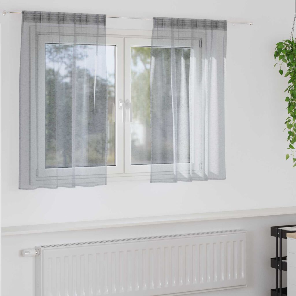 vidaXL Κουρτίνες 2 pcs Σκούρο γκρι 140 x 140 εκ. Πολυεστέρας