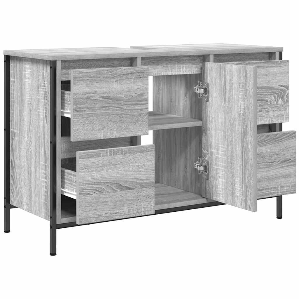vidaXL ντουλάπι νιπτήρα με συρτάρια γκρι Sonoma 90x34,5x60 εκ.