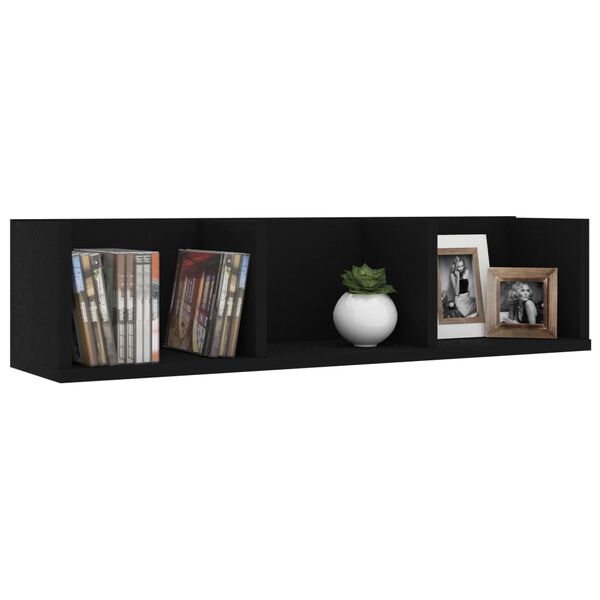 vidaXL Ράφι Τοίχου για CD Μαύρο 75 x 18 x 18 εκ. από Επεξ. Ξύλο