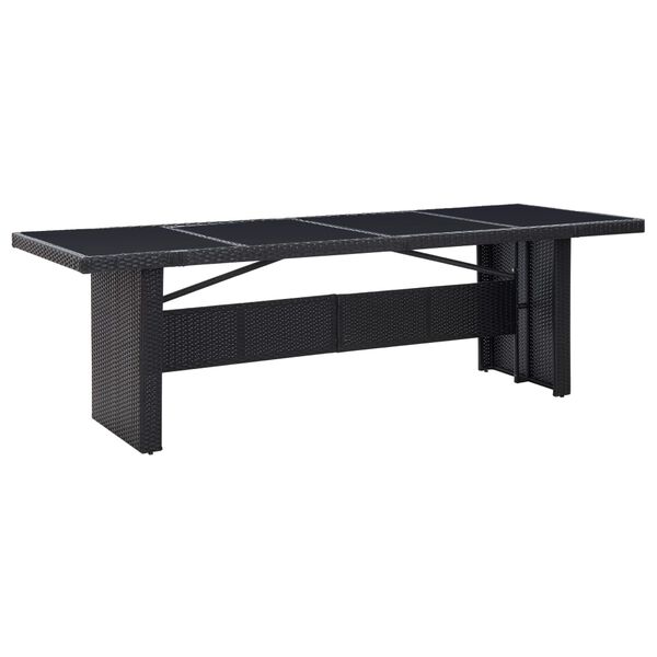 vidaXL Τραπέζι Κήπου Μαύρο 240 x 90 x 74 εκ. από Συνθετικό Ρατάν/Γυαλί