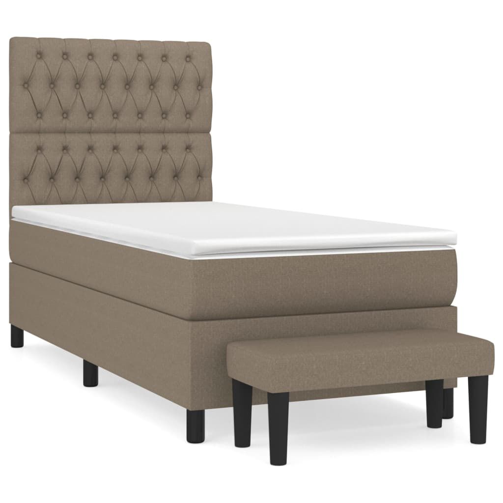 vidaXL Κρεβάτι Boxspring με Στρώμα Taupe 100 x 200 εκ. Υφασμάτινο