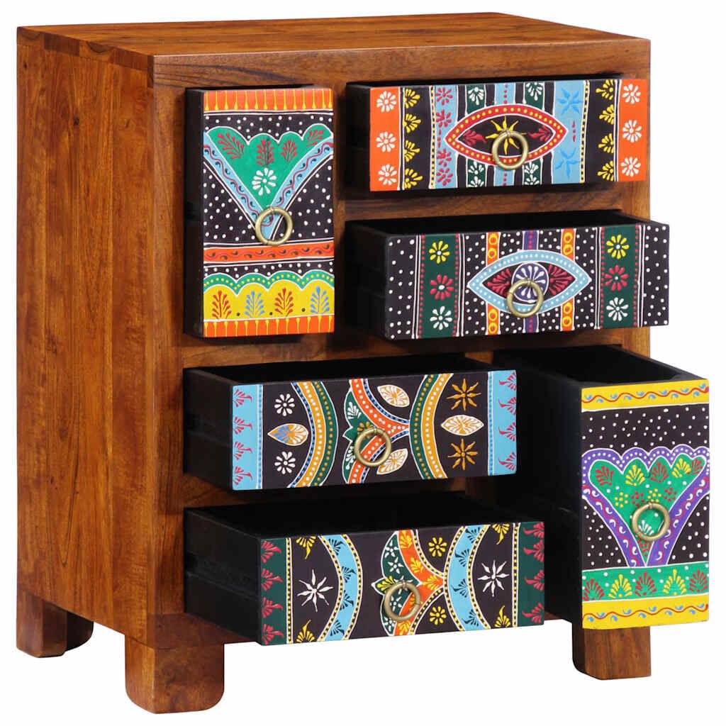 vidaXL Sideboard Πολύχρωμο 50x35x60 μασίφ ξύλο ακακίας