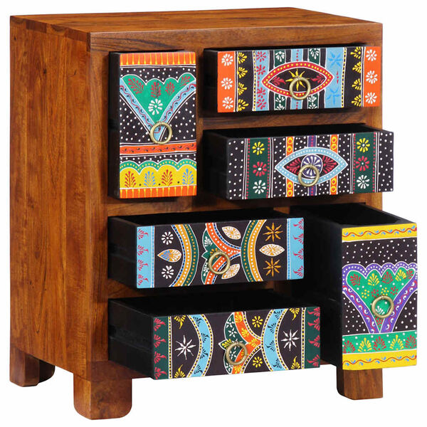 vidaXL Sideboard Πολύχρωμο 50x35x60 μασίφ ξύλο ακακίας