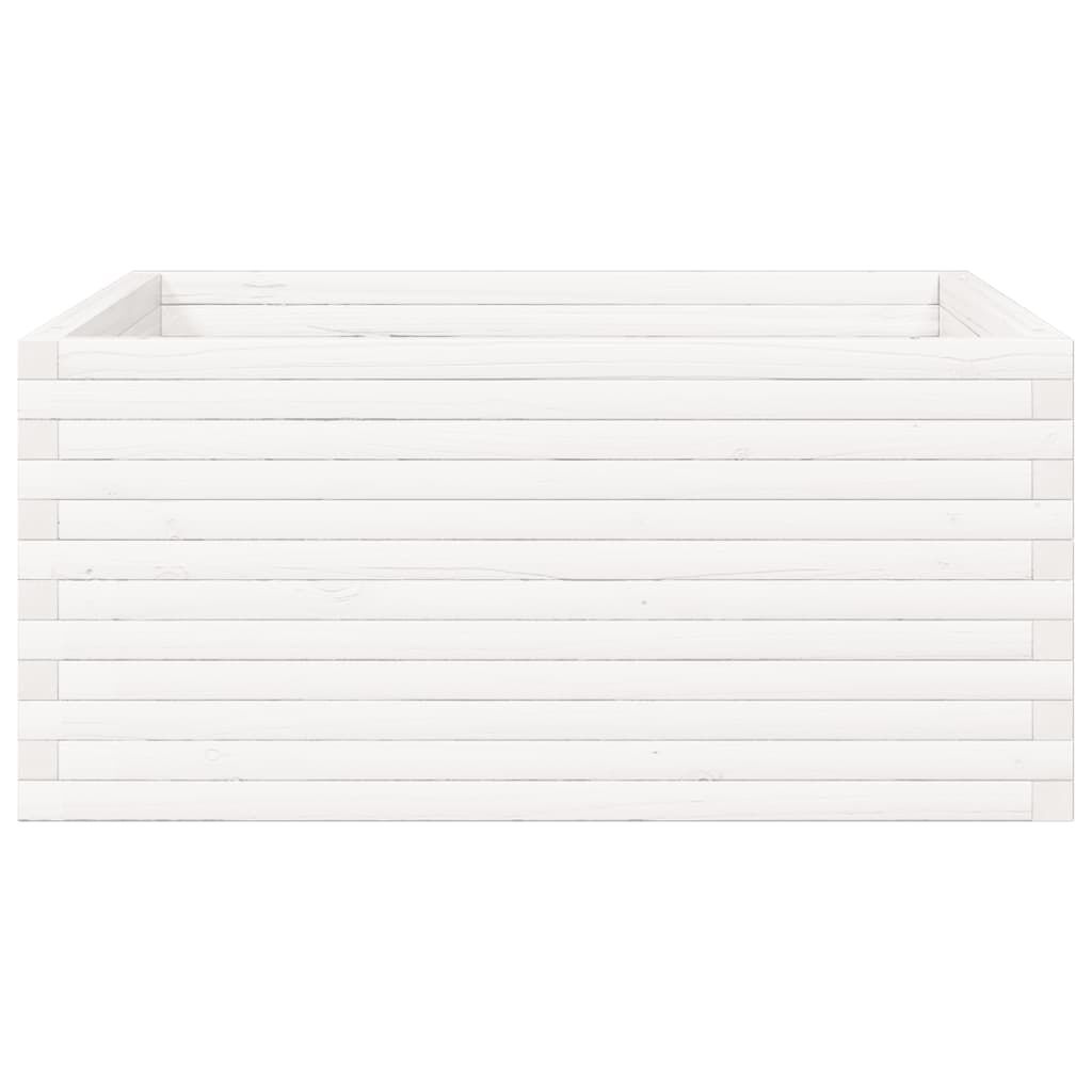 vidaXL Ζαρντινιέρα Κήπου Λευκή 100x100x46 εκ. από Μασίφ Ξύλο Πεύκου