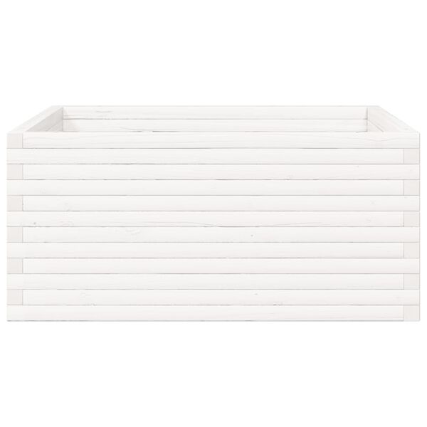 vidaXL Ζαρντινιέρα Κήπου Λευκή 100x100x46 εκ. από Μασίφ Ξύλο Πεύκου