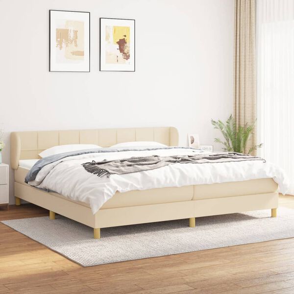 vidaXL &Kappa;&rho;&epsilon;&beta;ά&tau;&iota; Boxspring &mu;&epsilon; &Sigma;&tau;&rho;ώ&mu;&alpha; &Kappa;&rho;&epsilon;&mu; 200x200 &epsilon;&kappa;. &Upsilon;&phi;&alpha;&sigma;&mu;ά&tau;&iota;&nu;&omicron;