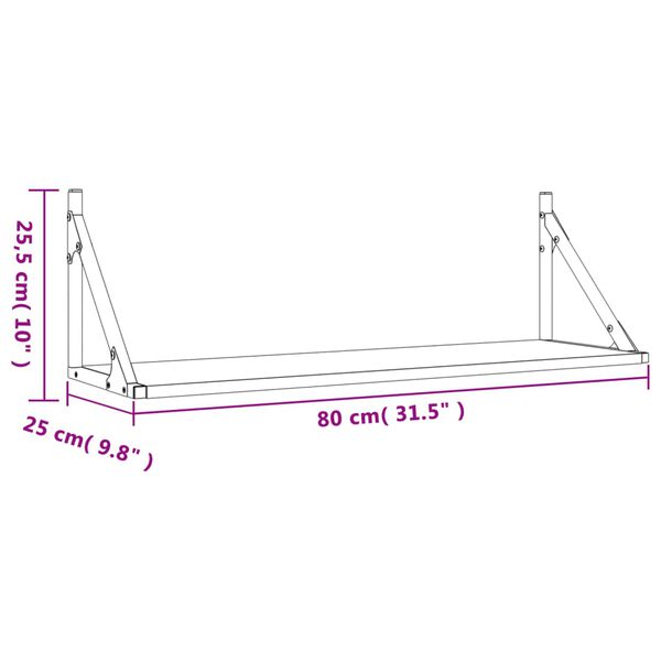 vidaXL Ράφια Τοίχου 2 τεμ. Sonoma Δρυς 80x25x25,5εκ Επεξεργασμένο Ξύλο
