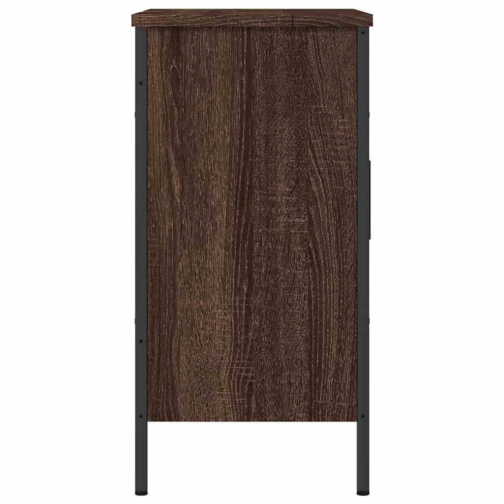 vidaXL Ντουλάπι Νιπτήρα Μπάνιου Καφέ Δρυς 60x30x60 εκ. Επεξ. Ξύλο