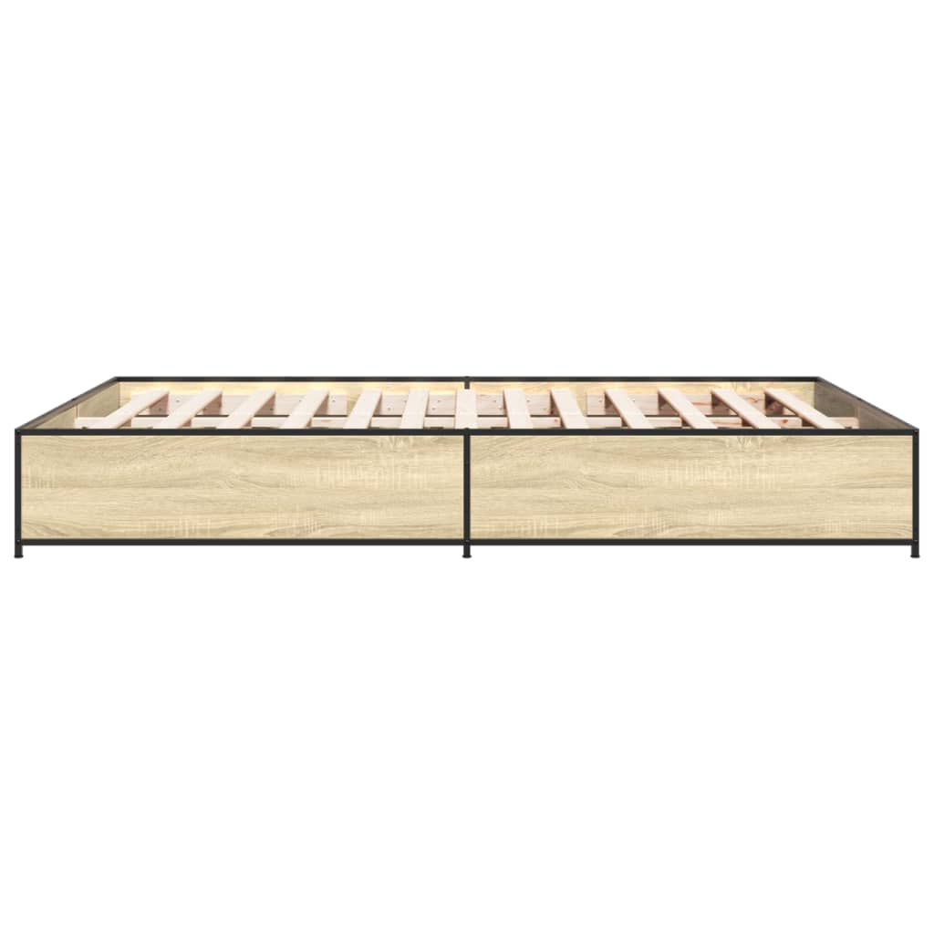 vidaXL Πλαίσιο Κρεβατιού Sonoma Δρυς 150x200 εκ. Επεξ. Ξύλο & Μέταλλο