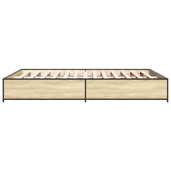 vidaXL Πλαίσιο Κρεβατιού Sonoma Δρυς 150x200 εκ. Επεξ. Ξύλο & Μέταλλο