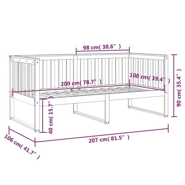 vidaXL Κρεβάτι ημέρας χωρίς στρώμα 100x200 cm Στερεό ξύλο πεύκο