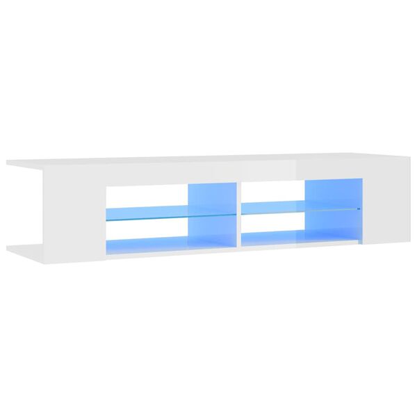 vidaXL Έπιπλο Τηλεόρασης με LED Γυαλιστερό Λευκό 135x39x30 εκ.