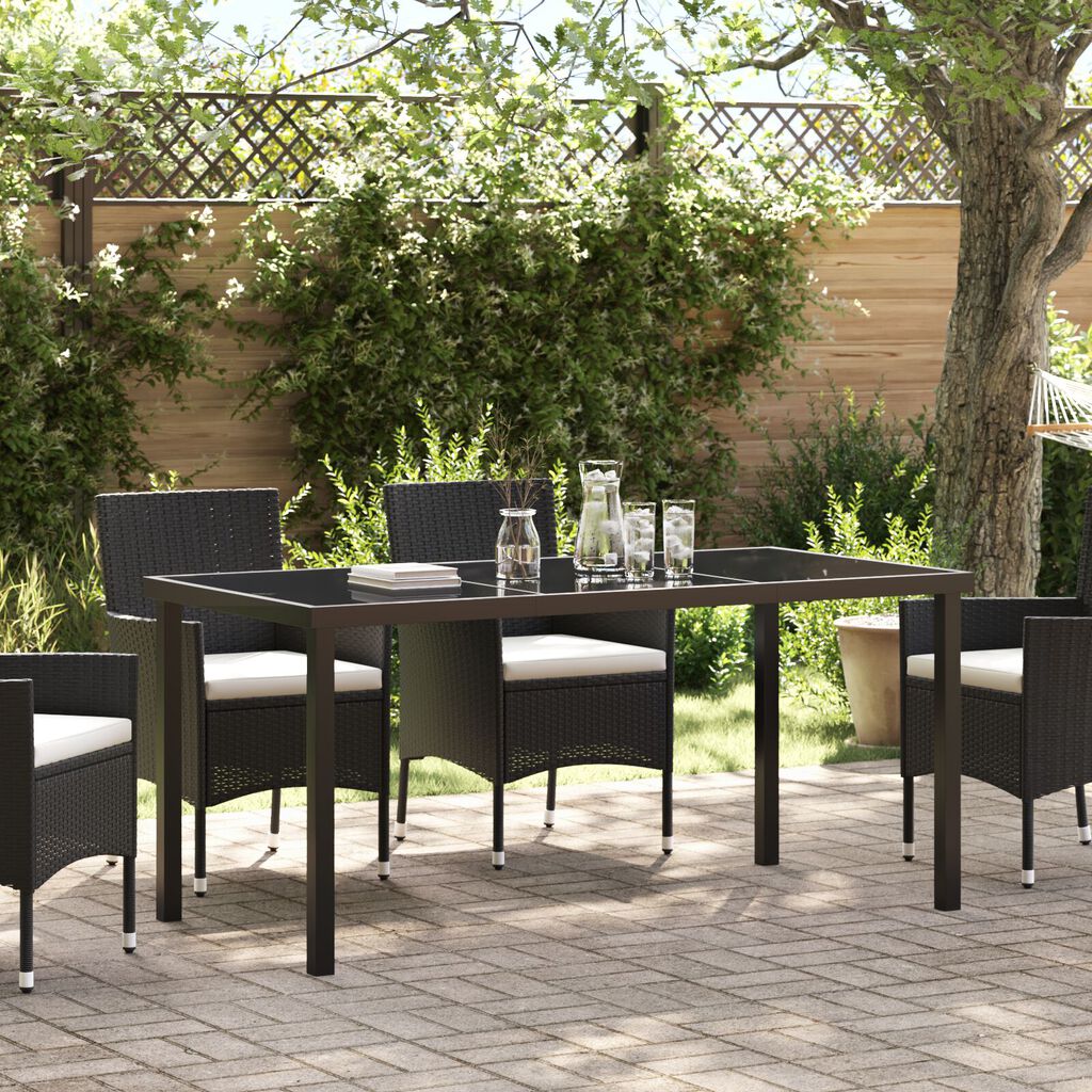 vidaXL Τραπέζι Κήπου Μαύρο 160x80x73 εκ. Σκληρυμένο Γυαλί