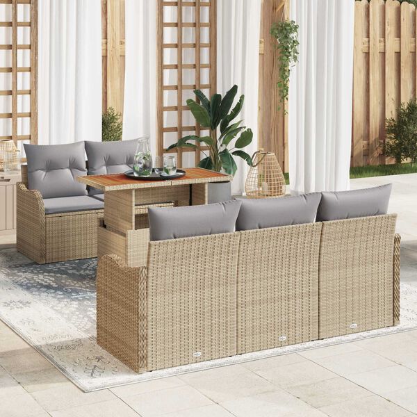 vidaXL Σετ Καναπέ Κήπου 6 pcs μπεζ και ανοιχτό γκρι 100 x 55 x 73 εκ