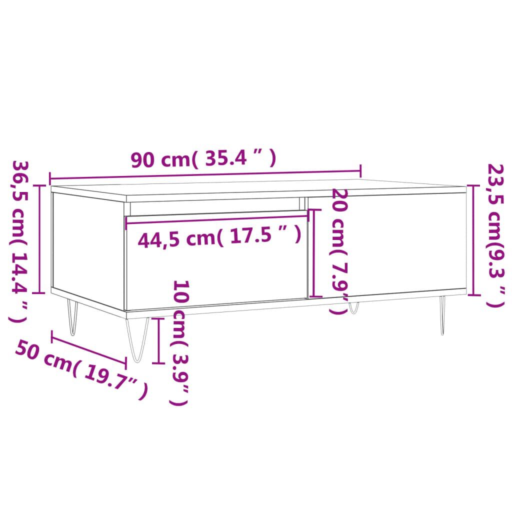 vidaXL Τραπεζάκι Σαλονιού Καφέ Δρυς 90x50x36,5 εκ. Επεξεργασμ. Ξύλο