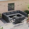 vidaXL Σετ Καναπέ Κήπου με μαξιλάρι 12 pcs Μαύρο Αλουμίνιο