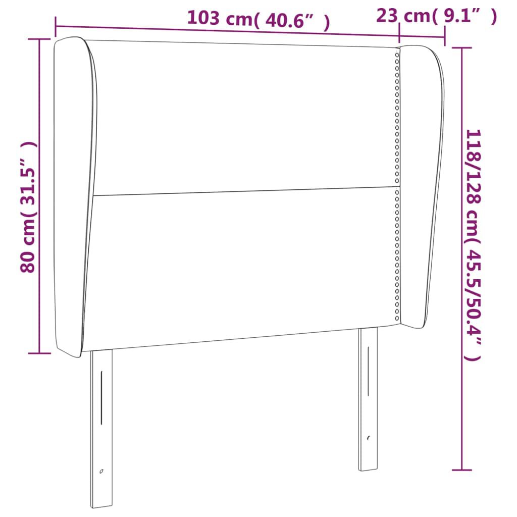 vidaXL Κεφαλάρι με Πτερύγια Ανοιχτό Γκρι 103x23x118/128 εκ. Βελούδινο