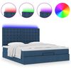 vidaXL Οθωμανικό κρεβάτι με στρώμα & LEDs Μπλε 160x200cm ύφασμα