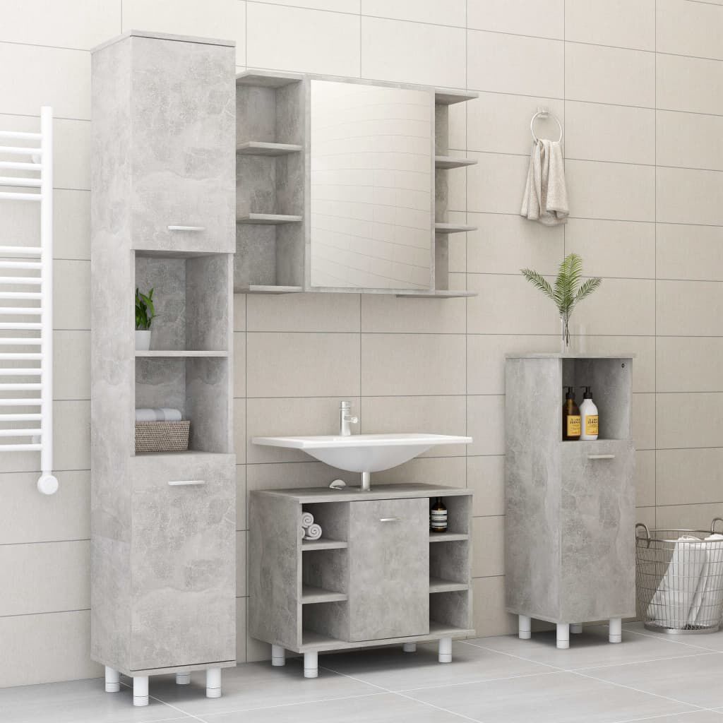 vidaXL Στήλη Μπάνιου Γκρι του Σκυροδέματος 30x30x95 εκ. Επεξ. Ξύλο