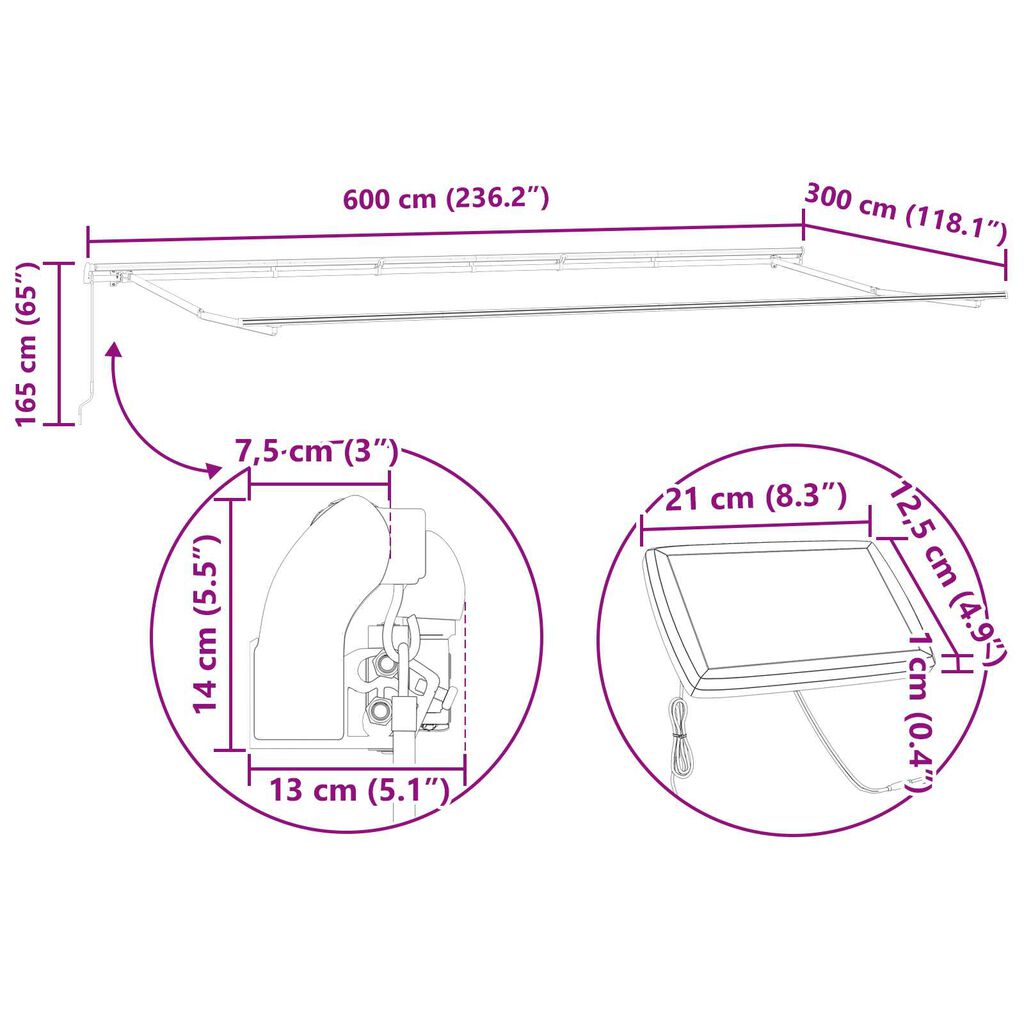 vidaXL Σκηνίτσα Αναδιπλούμενη with Μπλε και λευκό 6 x 3 m