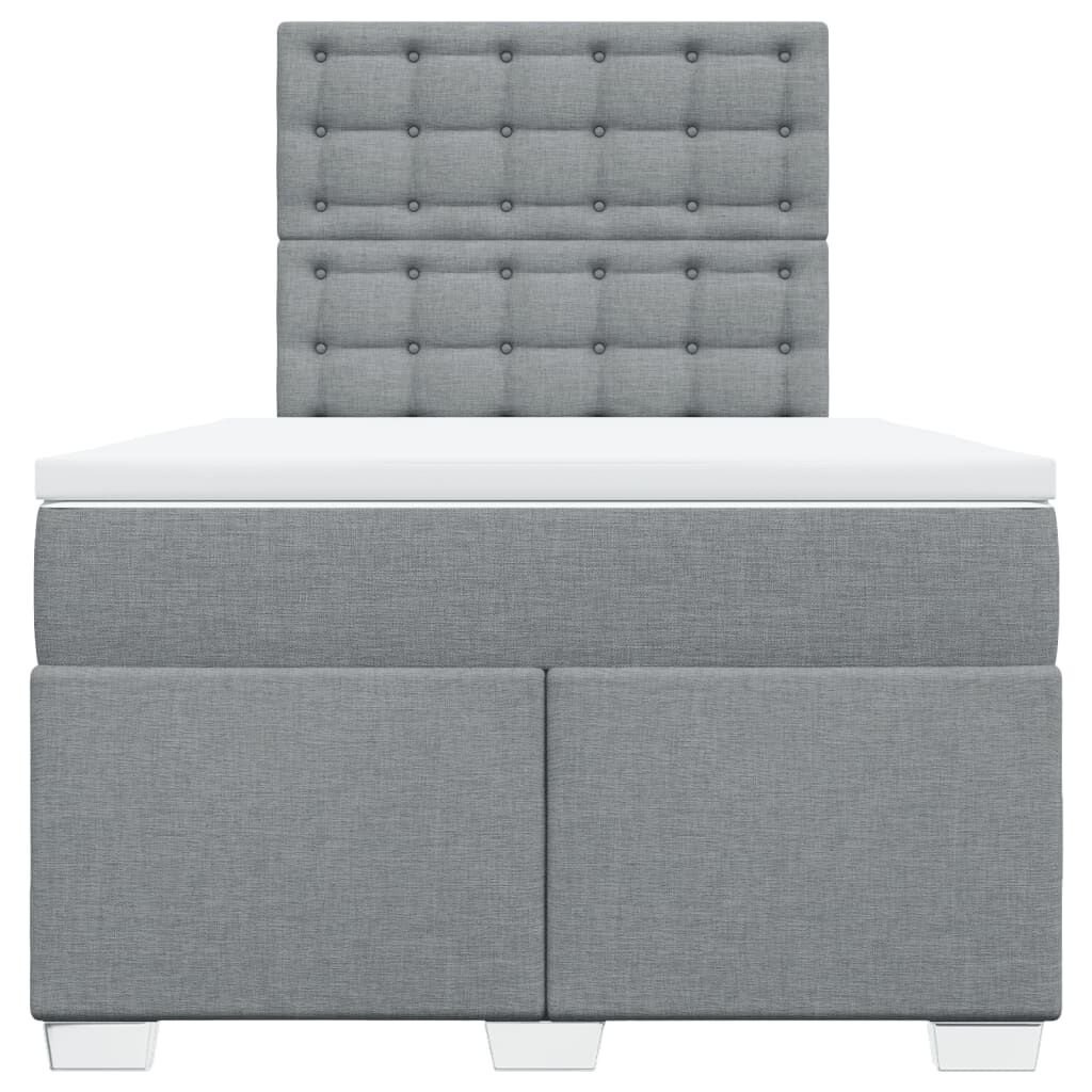 vidaXL Κρεβάτι Boxspring με Στρώμα Ανοιχτό Γκρι 120x200 εκ. Υφασμάτινο