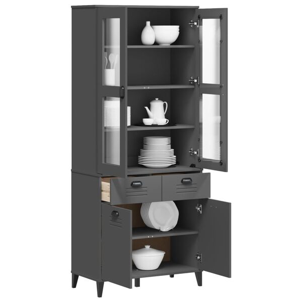 vidaXL Ντουλάπι Ψηλό VIKEN Ανθρακί Γκρι 80x40x190εκ. Μασίφ Ξύλο Πεύκου