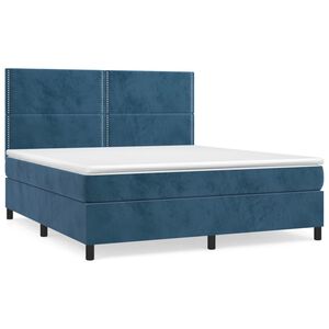 vidaXL Κρεβάτι Boxspring με Στρώμα Σκούρο Μπλε 180x200 εκ. Βελούδινο