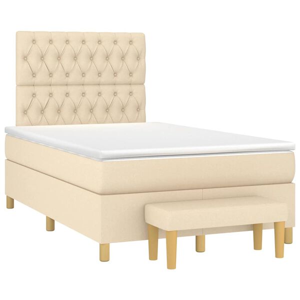 vidaXL &Kappa;&rho;&epsilon;&beta;ά&tau;&iota; Boxspring &mu;&epsilon; &Sigma;&tau;&rho;ώ&mu;&alpha; &Kappa;&rho;&epsilon;&mu; 120x190 &epsilon;&kappa;. &Upsilon;&phi;&alpha;&sigma;&mu;ά&tau;&iota;&nu;&omicron;