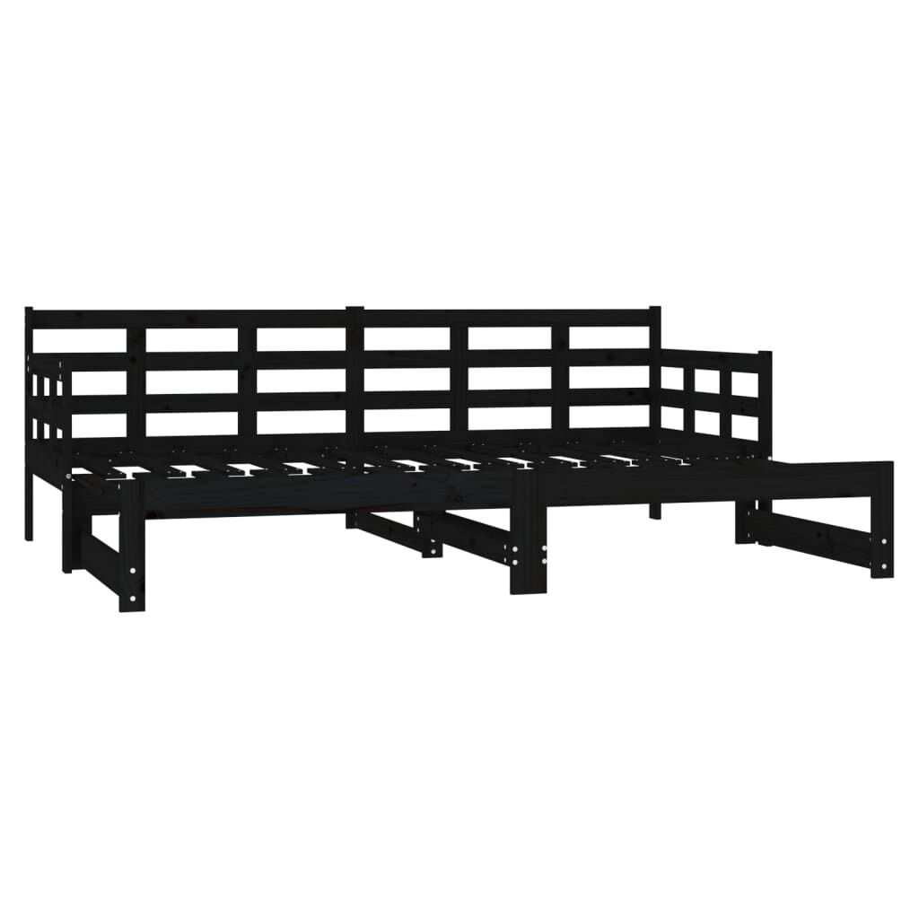 vidaXL Καναπές Κρεβάτι Συρόμενος Μαύρος 2x(80x200) εκ. από Μασίφ Πεύκο